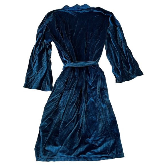 Sea Island Loungewear Vintage Blue Ribbed Spa Robe - Picture 8 of 8